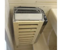 Saunahaus Home Deluxe Cube S inkl. 3,6 kW Ofen und integrierter Steuerung mit Ganzglastüre aus Klarglas