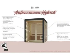Saunahaus Karibu Sares 2 ohne Ofen mit Fenster und Ganzglastür aus Klarglas Holz Fichte Metallumrahmung anthrazit