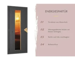 Saunahaus Karibu Talos 1 inkl. 9 kW Bio Ofen u.ext. Steuerung und Holztür und Isolierglas terragrau