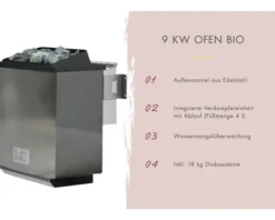 Saunahaus Karibu Talos 1 inkl. 9 kW Bio Ofen u.ext. Steuerung und Holztür und Isolierglas terragrau