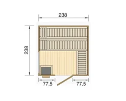 Saunahaus Weka Kuopio inkl.9 kW Ofen u.ext.Steuerung mit Fenster und Holztüre mit Isolierglas wärmegedämmt