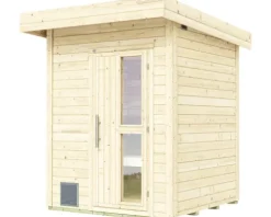 Saunahaus Weka Naantali inkl.9 kW Ofen u.integr.Steuerung mit Holztüre und Isolierglas wärmegedämmt