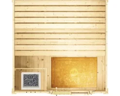Saunahaus Weka Naantali inkl.9 kW Ofen u.integr.Steuerung mit Holztüre und Isolierglas wärmegedämmt