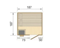 Saunahaus Weka Naantali inkl.9 kW Ofen u.integr.Steuerung mit Holztüre und Isolierglas wärmegedämmt