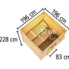 Saunahaus Karibu Andale 2 Express inkl. 9 kW und integrierter Steuerung mit Holztüre und Isolierglas Klarglas terragrau