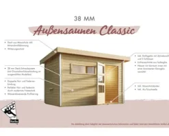 Saunahaus Karibu Skrollano 3 inkl.9 kW Ofen u.ext.Steuerung mit Vorraum und Holztüre mit Isolierglas wärmegedämmt terragrau/weiß