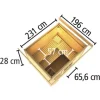 Saunahaus Karibu Talos 3 Express inkl. 9 kW Bio Ofen und externer Steuerung ohne Vorraum mit Holztür und Isolierglas