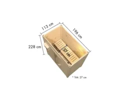 Saunahaus Karibu Talos 0 inkl. 9 KW Ofen u.ext.Steuerung und Holztür und Isolierglas