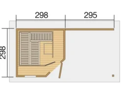 Saunahaus Weka Salo 2 inkl. 7,5 kW Ofen u.digitaler Steuerung mit Vorraum und Holztüre aus Isolierglas wärmegedämmt grau/weiß