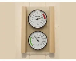 Sauna Hygro- und Thermometerset Weka mit Glasplatte und Holzrahmen