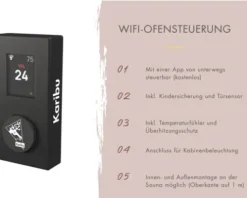 Saunaofen Karibu 9 kW mit externe Steuerung Wifi