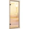 Sauna Türelement Karibu für38/40 mm Saunen mit Ganzglastüre aus Klarglas 175x65,6x0,8 cm
