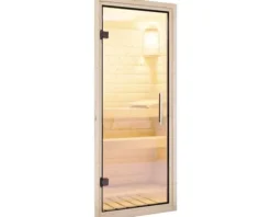 Sauna Türelement Karibu für 68 mm Saunen mit Ganzglastüre aus Klarglas 175x65,6x0,8 cm