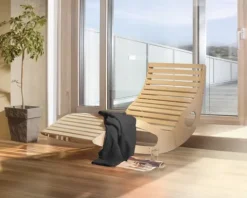 Sauna Wellnessliege Weka 165x64x95 cm aus Holz ergonomisch inkl. Saunatuch