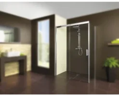 Schiebetür für Seitenwand Breuer Panorama Soft&Silent 120 cm Anschlag links Klarglas Profilfarbe chrom