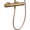 SCHÖNER WOHNEN-Kollektion Duschsystem GLAIA mit Thermostat, Mattgold, Duscharmatur Komplettset mit Regendusche