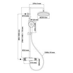 SCHÖNER WOHNEN-Kollektion Duschsystem GLAIA mit Thermostat, Mattgold, Duscharmatur Komplettset mit Regendusche