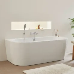 SCHÖNER WOHNEN-Kollektion Wannenthermostat DICU, Chrom, Badewannenarmatur mit Thermostat Verbrühschutz, Mischbatterie für Badewanne
