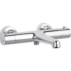 SCHÖNER WOHNEN-Kollektion Wannenthermostat DICU, Chrom, Badewannenarmatur mit Thermostat Verbrühschutz, Mischbatterie für Badewanne