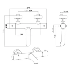 SCHÖNER WOHNEN-Kollektion Wannenthermostat DICU, Chrom, Badewannenarmatur mit Thermostat Verbrühschutz, Mischbatterie für Badewanne