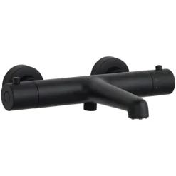 SCHÖNER WOHNEN-Kollektion Wannenthermostat DICU, Mattschwarz, Badewannenarmatur mit Thermostat Verbrühschutz, Mischbatterie für Badewanne