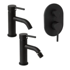 Schwarzes 3-teiliges Badarmaturen-Set | Fassa