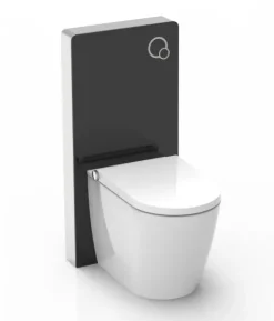 Schwarzglas Sanitärmodul für Stand-WC inkl. Betätigungsplatte