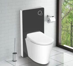 Schwarzglas Sanitärmodul für Stand-WC inkl. Betätigungsplatte