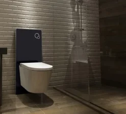 Schwarzglas Sanitärmodul für Wand-WC inkl. Betätigungsplatte