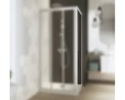 Seitenwand Breuer Fara 4 80 cm Kunstglas Perle Profilfarbe weiß