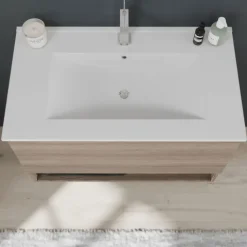Set- Badezimmermöbel zur Wandmontage in 80 cm, Natureiche Holzoptik | Venezia