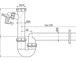 Siphon für Spüle 1½"x40 mm