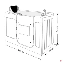 Sitzbadewanne Senioren Wanne mit Tür S07-C-R 140x76cm