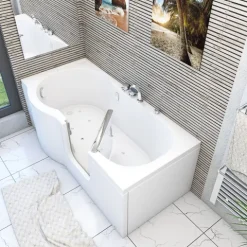 Sitzbadewanne Senioren Wanne Sitzwanne mit Tür S12-EH-AIR-R 85x170 cm
