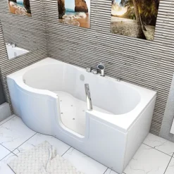 Sitzbadewanne Senioren Wanne Sitzwanne mit Tür S12-EH-AIR-R 85x170 cm