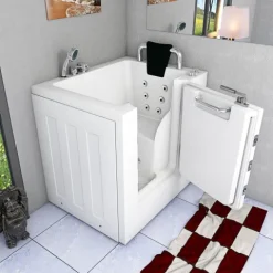Sitzwanne Whirlpool Badewanne mit Tür S02WP-C-R 100x78cm