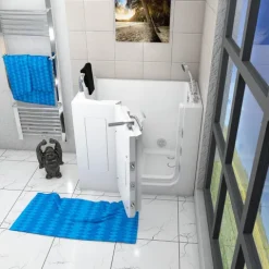 Sitzwanne Whirlpool Badewanne Tür S08WP-TH-C-L 110x68cm