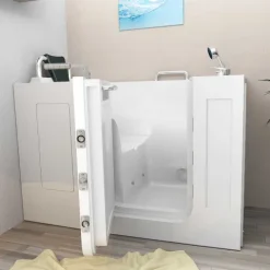 Sitzwanne Whirlpool Badewanne mit Tür S07WP-A-L 140x76cm