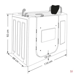 Sitzwanne Whirlpool Badewanne Tür S08WP-TH-B-R 110x68cm