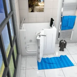 Sitzwanne Whirlpool Badewanne Tür S08WP-TH-A-R 68x110cm