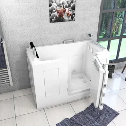 Sitzwanne Whirlpool Wanne mit Tür S07WP-TH-B-R 140x76cm