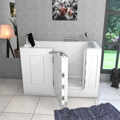 Sitzwanne Whirlpool Wanne mit Tür S07WP-TH-B-L 140x76cm
