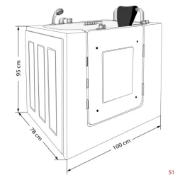 Sitzwanne Whirlpool Wanne mit Tür S02WP-TH-A-R 78x100cm