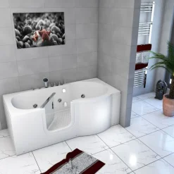 Sitzwanne Whirlpool Badewanne mit Tür S12-TH-WP-L 170x85cm