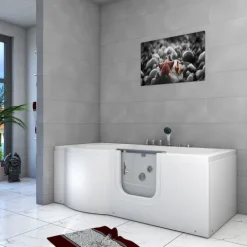 Sitzwanne Whirlpool Badewanne mit Tür S12-TH-WP-R 85x170 cm