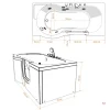 Sitzwanne Whirlpool Badewanne mit Tür S12-WP-R 85x170cm