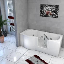 Sitzwanne Whirlpool Badewanne mit Tür S12-WP-R 85x170cm