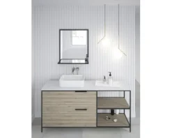 Spiegel Cordia BRW SHELF LINE 65 x 40 cm mit Ablage schwarz
