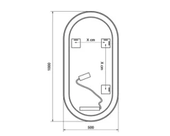 Spiegel Cordia OVAL LINE BACKLIGHT 50 x 100 schwarz IP 44
