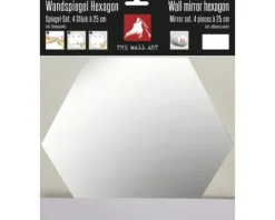 Spiegelfliesen Kunststoff Hexagon 25 cm 4er Set